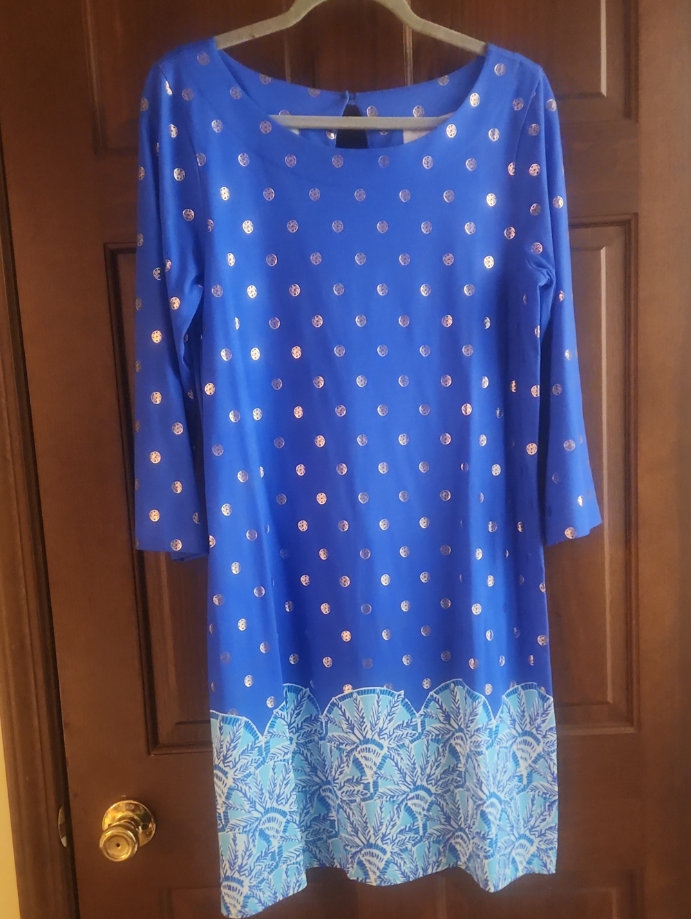 Lilly Pulitzer Royal Blue Long Sleeve Border Print Dress